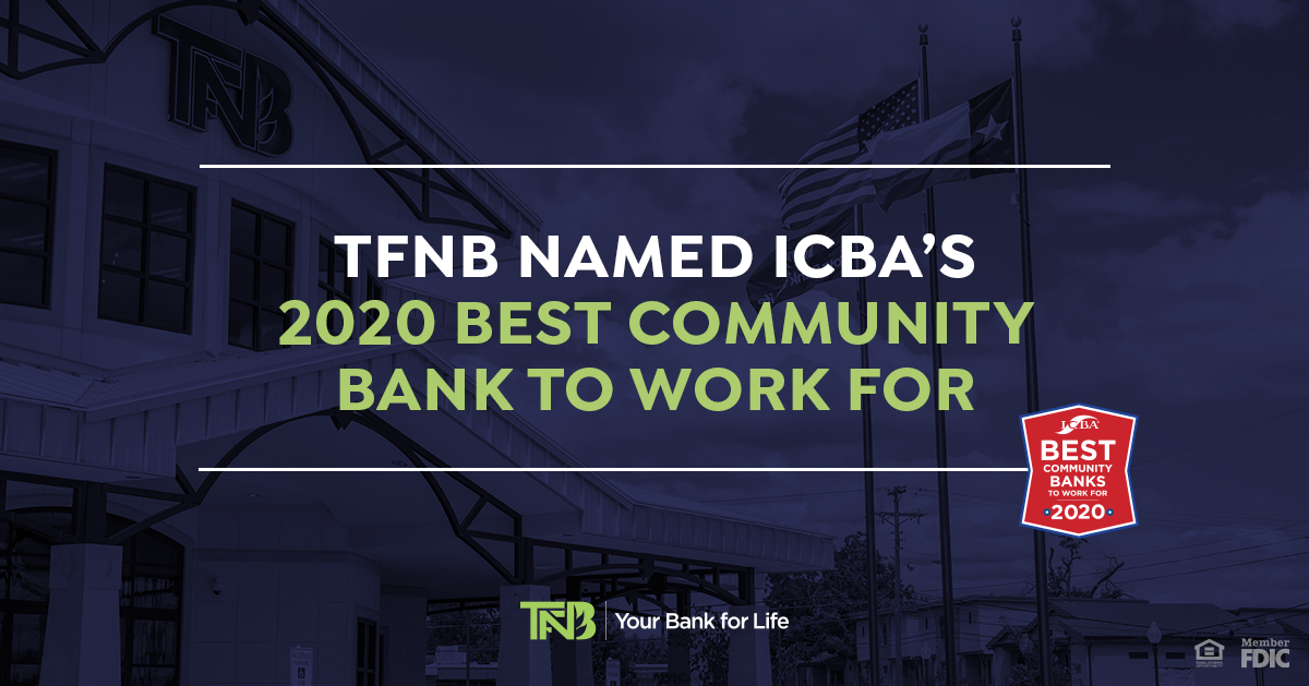 TFNB Named ICBA's 2020 Best Community Bank to Work For